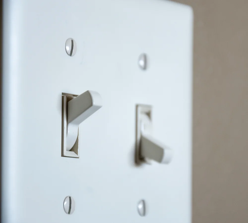 up-close view of light switches